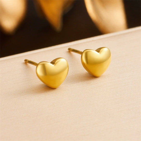 Fashionable Simple Versatile Stainless Steel Titanium Steel Heart Shape Electroplating Earrings Accessories For Women