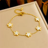 Fashionable Simple Women's Shellfish Fiveleaf Petal Bracelet Necklace Earrings Set In Stainless Steel With Flower Pattern And Electroplating