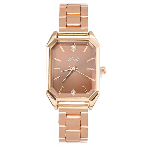 Fashionable Square Alloy Strap Diamondencrusted Women's Quartz Watch