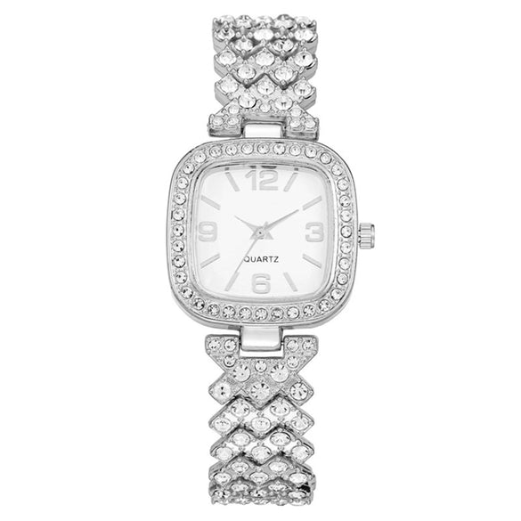 Fashionable Square Metal Women's Watch With Copper Clasp And Printed Logo
