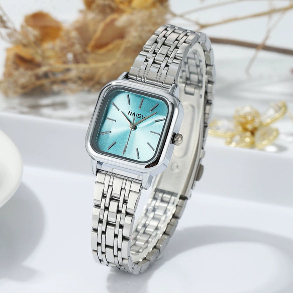 Fashionable Square Steel Band Women's Quartz Watch With Simple Cute Design And Alloy Case And Strap