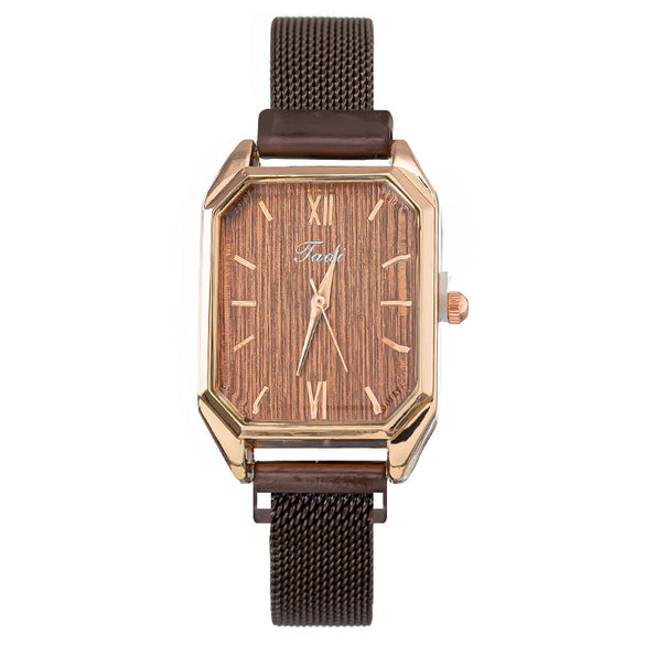 Fashionable Square Women's Alloy Watch With Magnetic Clasp