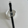 Fashionable Square Women's Retro Roman Numeral Watch With Metal Case And Imitation Leather Strap