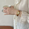 Fashionable Square Women's Retro Roman Numeral Watch With Metal Case And Imitation Leather Strap