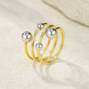 Fashionable Stackable Women's Stainless Steel Ring With Geometric Design And Diamonds Electroplated