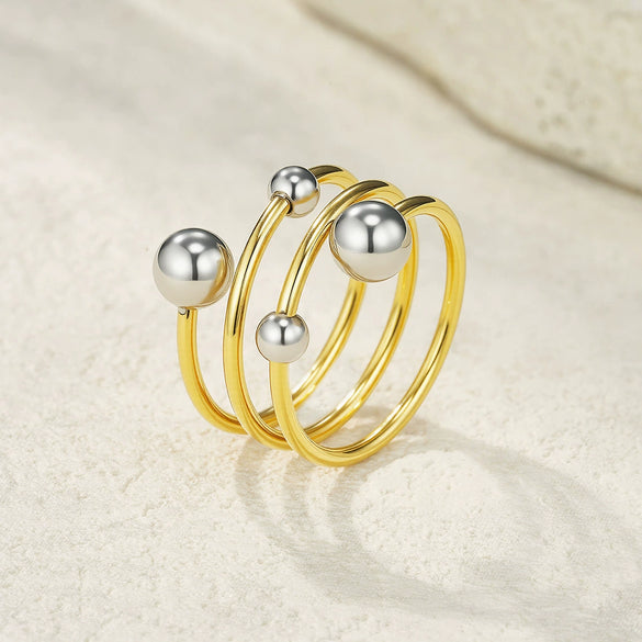 Fashionable Stackable Women's Stainless Steel Ring With Geometric Design And Diamonds Electroplated