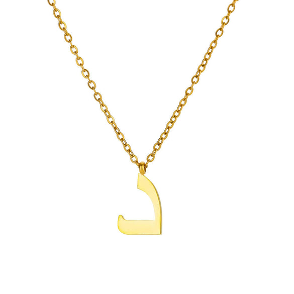 Fashionable Stainless Steel Gold Plated Arabic Letter Geometric Minimalist Pendant Clavicle Chain Necklace