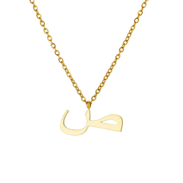 Fashionable Stainless Steel Gold Plated Arabic Letter Geometric Minimalist Pendant Clavicle Chain Necklace