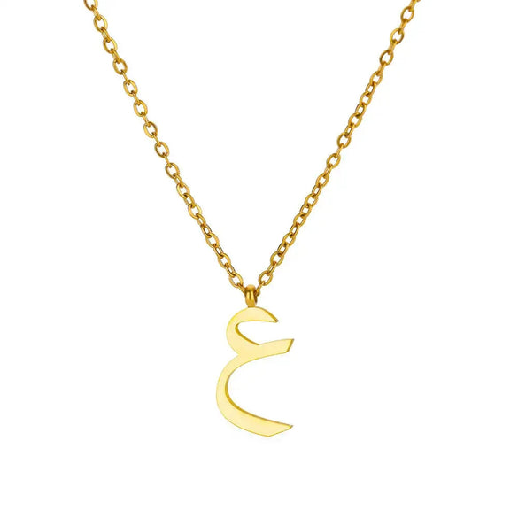 Fashionable Stainless Steel Gold Plated Arabic Letter Geometric Minimalist Pendant Clavicle Chain Necklace