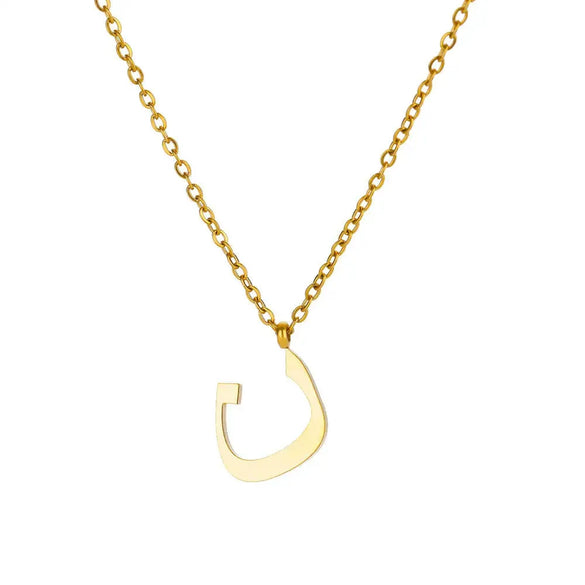 Fashionable Stainless Steel Gold Plated Arabic Letter Geometric Minimalist Pendant Clavicle Chain Necklace