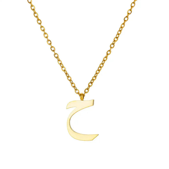 Fashionable Stainless Steel Gold Plated Arabic Letter Geometric Minimalist Pendant Clavicle Chain Necklace
