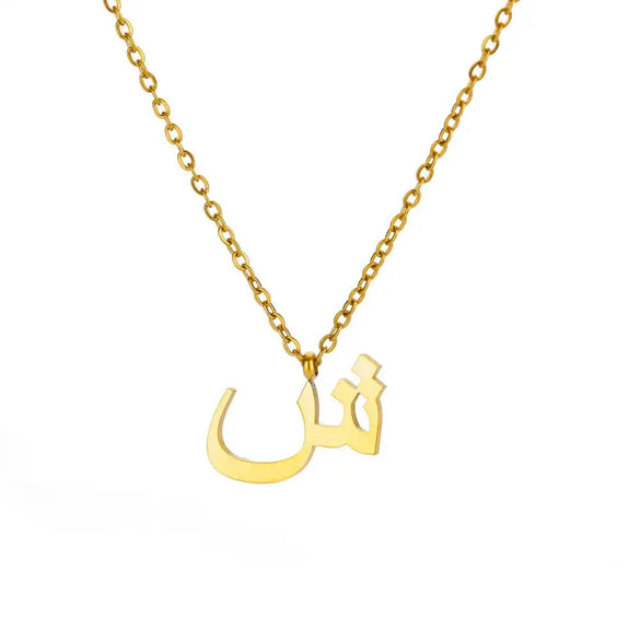 Fashionable Stainless Steel Gold Plated Arabic Letter Geometric Minimalist Pendant Clavicle Chain Necklace