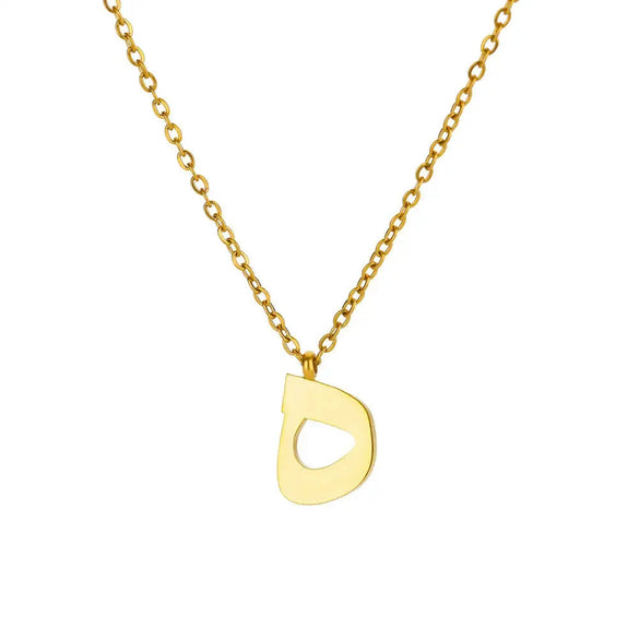 Fashionable Stainless Steel Gold Plated Arabic Letter Geometric Minimalist Pendant Clavicle Chain Necklace