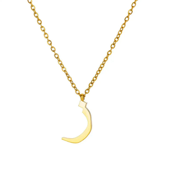 Fashionable Stainless Steel Gold Plated Arabic Letter Geometric Minimalist Pendant Clavicle Chain Necklace