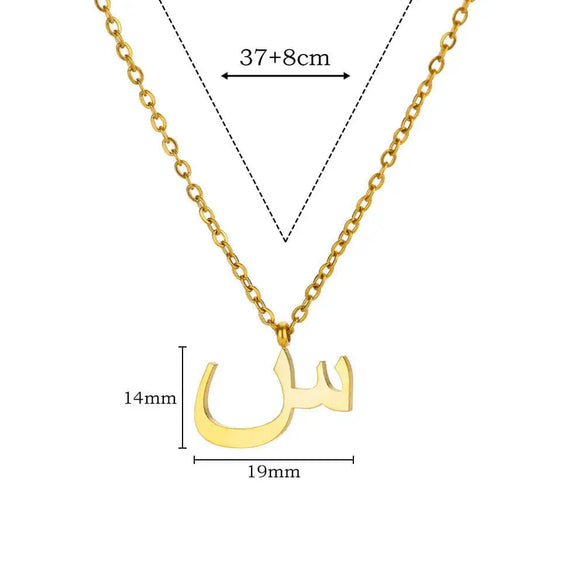Fashionable Stainless Steel Gold Plated Arabic Letter Geometric Minimalist Pendant Clavicle Chain Necklace