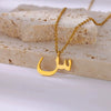 Fashionable Stainless Steel Gold Plated Arabic Letter Geometric Minimalist Pendant Clavicle Chain Necklace