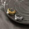 Fashionable Stainless Steel Pleated Cshaped Asymmetrical Earrings Inlaid With Imitation Pearls Electroplated For Women