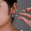 Fashionable Stainless Steel Pleated Cshaped Asymmetrical Earrings Inlaid With Imitation Pearls Electroplated For Women