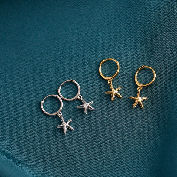 Fashionable Starfish Earrings Copper Electroplated For Women With Original Design Sense