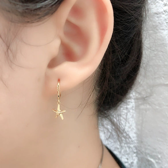 Fashionable Starfish Earrings Copper Electroplated For Women With Original Design Sense