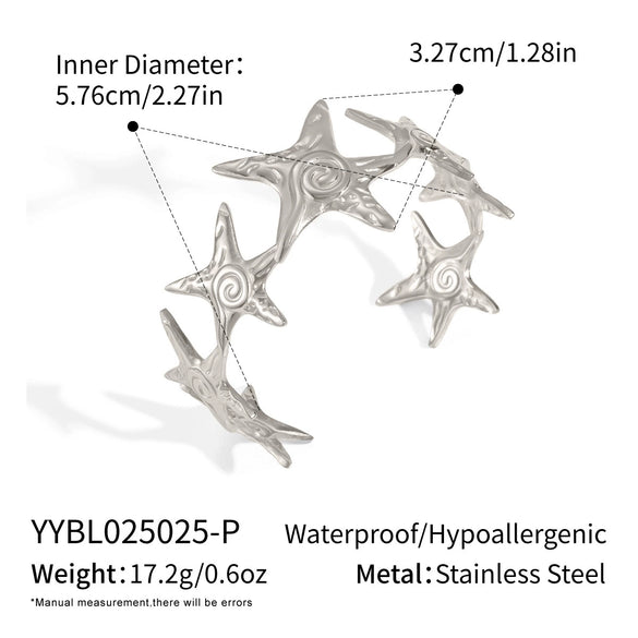 Fashionable Stylish Fivepointed Star Titanium Steel Bracelet For Girls With Electroplating Jewelry Wholesale