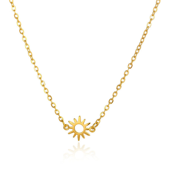 Fashionable Sun Hollow Jewelry Accessories Stainless Steel Gold Platinum O Shaped Chain With Stars Sun And Moon Clouds Cosmic Pattern Electroplated
