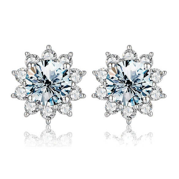 Fashionable Sunflower Moissanite Earrings S925 Sterling Silver With Electroplating For Women