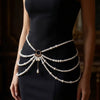 Fashionable Tassel Pendant Multilayer Waist Chain For Women With Faux Pearl And Zinc Alloy Material