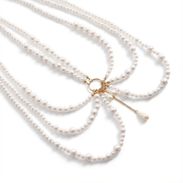 Fashionable Tassel Pendant Multilayer Waist Chain For Women With Faux Pearl And Zinc Alloy Material