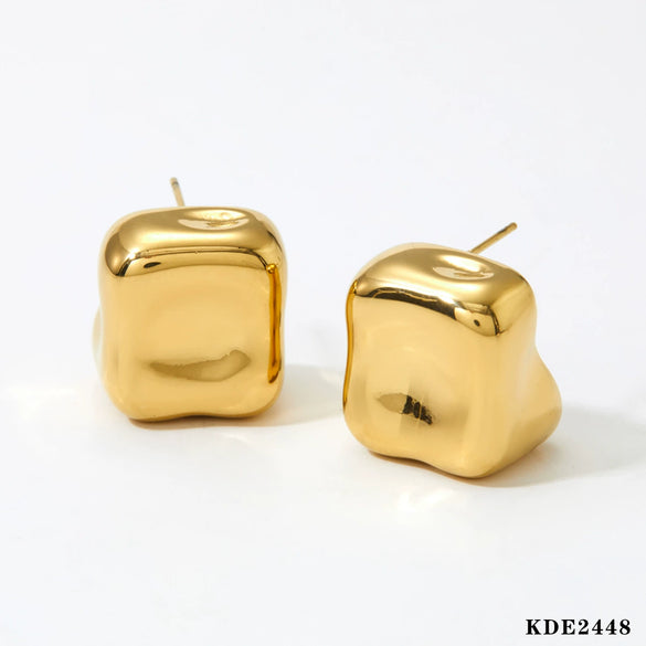 Fashionable Three Dimensional Geometric Stainless Steel Electroplated Women's Earrings