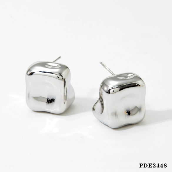 Fashionable Three Dimensional Geometric Stainless Steel Electroplated Women's Earrings