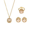 Fashionable 316L Stainless Steel And 316L Stainless Steel Jewelry Set With Zircon Flower And Chain Pattern Electroplated For Women