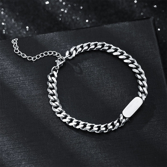 Fashionable Titanium Steel Bracelet With Geometric Pattern For Unisex Polished Simple And Personalized