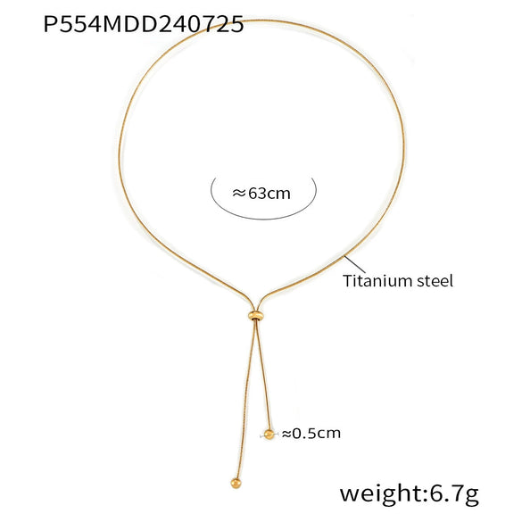 Fashionable 316L Stainless Steel Electroplated Round Bead Tassel Jewelry Set Necklace And Bracelet For Unisex