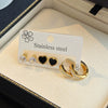 Fashionable Titanium Steel Heart Shape Electroplated Zircon Earrings For Women