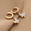 Fashionable Titanium Steel 18K Rose Gold Butterfly Ear Buckle Earrings For Women With Diamond Inlaid And Electroplated Geometric Design