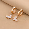 Fashionable Titanium Steel 18K Rose Gold Butterfly Ear Buckle Earrings For Women With Diamond Inlaid And Electroplated Geometric Design