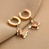 Fashionable Titanium Steel 18K Rose Gold Butterfly Ear Buckle Women's Earrings With Frosted Finish And Geometric Design Electroplated