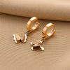 Fashionable Titanium Steel 18K Rose Gold Butterfly Ear Buckle Women's Earrings With Frosted Finish And Geometric Design Electroplated
