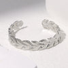 Fashionable Titanium Steel Open Adjustable Fresh Leaf Bracelet With Electroplating Treatment