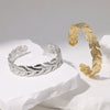 Fashionable Titanium Steel Open Adjustable Fresh Leaf Bracelet With Electroplating Treatment