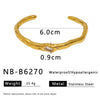 Fashionable Unique Open Geometric Texture Twisted Wave Zircon Stainless Steel 18K Vacuum Plated In Furnace Glossy Oversized Bracelet