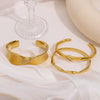 Fashionable Unique Open Geometric Texture Twisted Wave Zircon Stainless Steel 18K Vacuum Plated In Furnace Glossy Oversized Bracelet