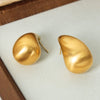 Fashionable Unisex Casual Geometric Hollow Water Drop Design Frosted Goldplated Titanium Steel Earrings