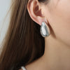 Fashionable Unisex Casual Geometric Hollow Water Drop Design Frosted Goldplated Titanium Steel Earrings