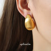 Fashionable Unisex Casual Geometric Hollow Water Drop Design Frosted Goldplated Titanium Steel Earrings