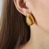 Fashionable Unisex Casual Geometric Hollow Water Drop Design Frosted Goldplated Titanium Steel Earrings