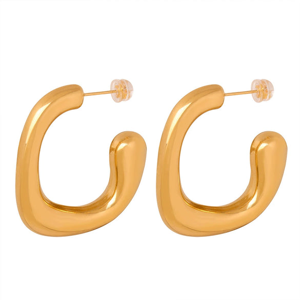 Fashionable Unisex Geometric Titanium Steel Gold Plated Earrings
