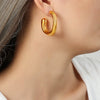 Fashionable Unisex Geometric Titanium Steel Gold Plated Earrings