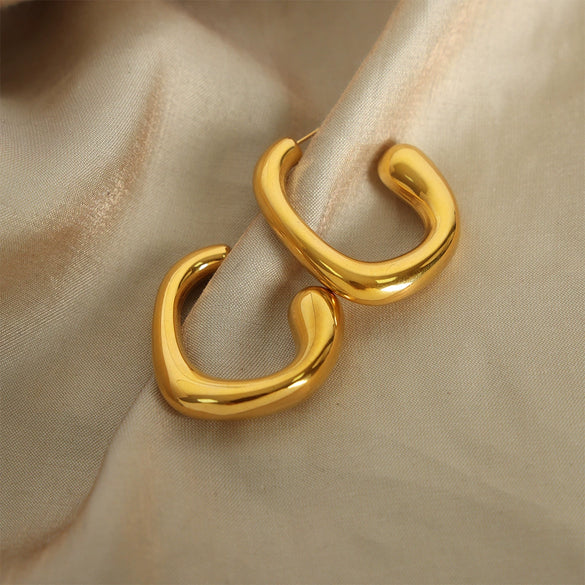 Fashionable Unisex Geometric Titanium Steel Gold Plated Earrings